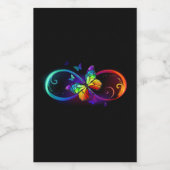 Trillende oneindigheid met regenboogvlinder op zwa wijn etiket (Enkel label)