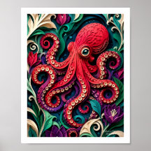 Trillende Papier Kunst Octopus Tuin