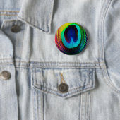 Trillende Pauwveer Ronde Button 5,7 Cm (In situ)