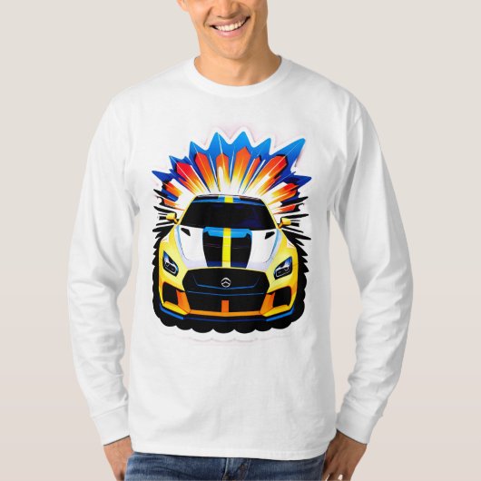 Trillende raceauto t-shirt (Voorkant)