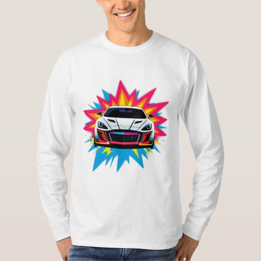 Trillende raceauto t-shirt (Voorkant)