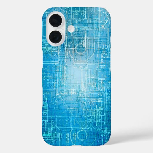 Trillende Retro Blauwdruk iPhone Hoes (Achterkant)