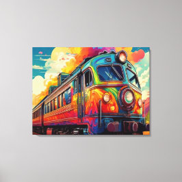 Trillende Retro-Futuristische Locomotief Stoomtrei Canvas Afdruk