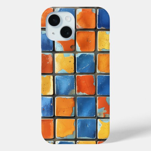 Trillende Retro Mozaïek Vierkanten Hoesje (Achterkant)