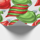  trillende rode en groene kerstsieraden cadeaupapier (Hoek)