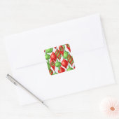 trillende rode en groene kerstsieraden vierkante sticker (Envelop)