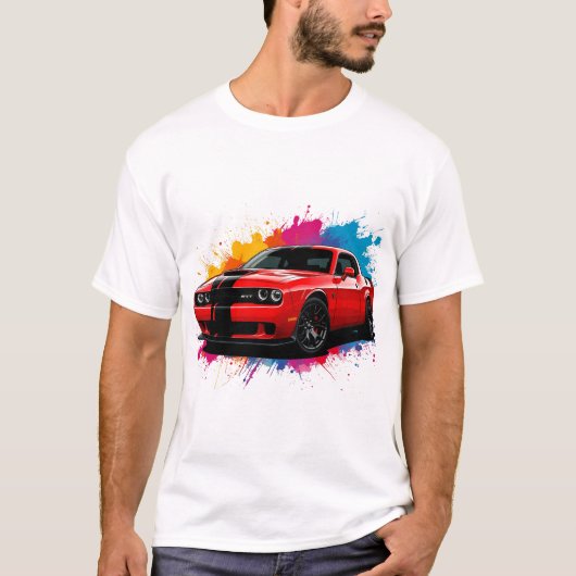 Trillende rode musclecar t-shirt (Voorkant)