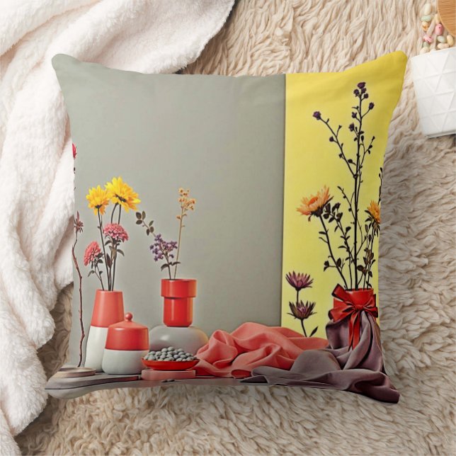 Trillende Rood Geel Arrangementontwerp Kussen (Deken)