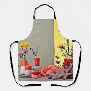 Trillende Rood Geel Arrangementontwerp Schort