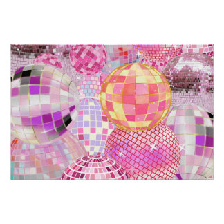 Trillende Roze Disco Bal Dansfeest Colla - Poster