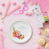 Trillende Roze Klaprozen Bloem Bruiloft Feest Papieren Bordje (Feest)