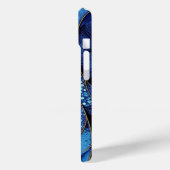 Trillende saffierblauwe gouden veren met monogram Case-Mate iPhone case (Achterkant / Links)