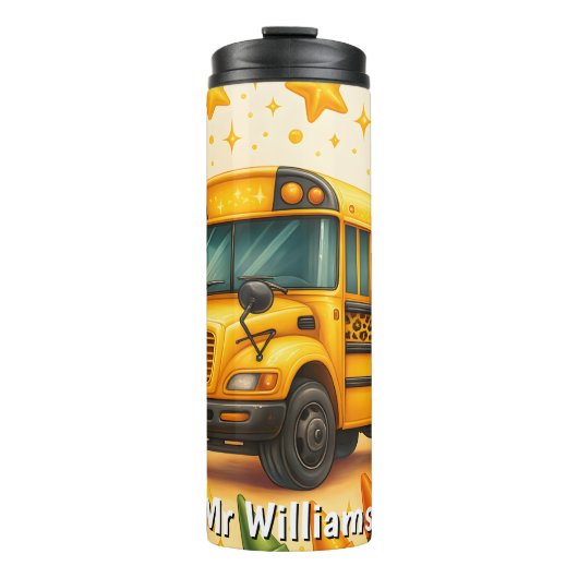 Trillende schoolbuschauffeur thermische tumbler thermosbeker (Voorkant)