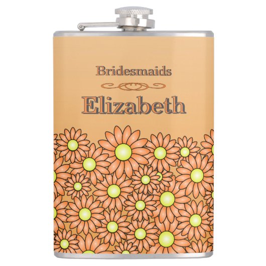 Trillende Sinaasappel Bruidsmeisje Fles Heupfles (Voorkant)