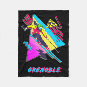 Trillende skidesign met grenoble-tekst ski fleece deken
