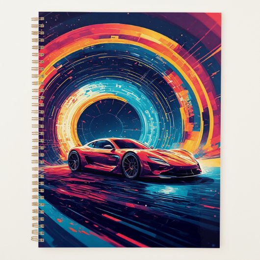 Trillende sportwagen in een dynamische abstracte k planner (Voorkant)
