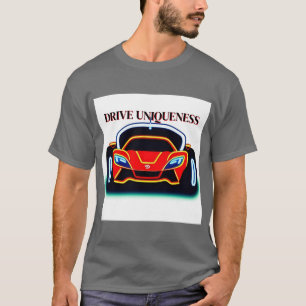 Trillende sportwagen met neon gloed t-shirt