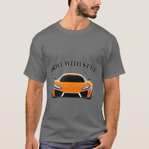 Trillende sportwagen met neon gloed t-shirt