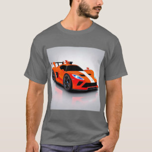 Trillende sportwagen met neon gloed t-shirt