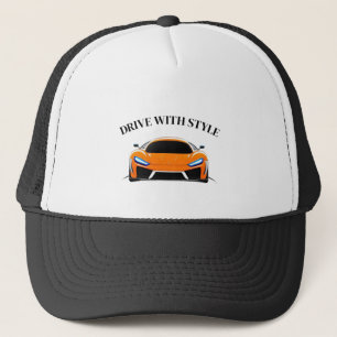 Trillende sportwagen met neon gloed trucker pet