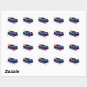 Trillende sportwagen ronde sticker (Vel)