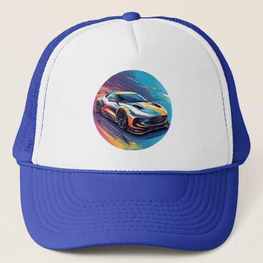 Trillende sportwagen trucker pet (Voorkant)