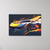 Trillende Supercar Racing Digitale Vlammen Canvas Afdruk (Voorkant)