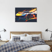 Trillende Supercar Racing Digitale Vlammen Canvas Afdruk (Insitu (Slaapkamer))