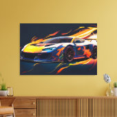 Trillende Supercar Racing Digitale Vlammen Canvas Afdruk (Insitu (Woonkamer))