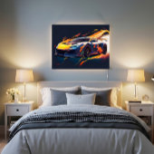 Trillende Supercar Racing Digitale Vlammen Poster