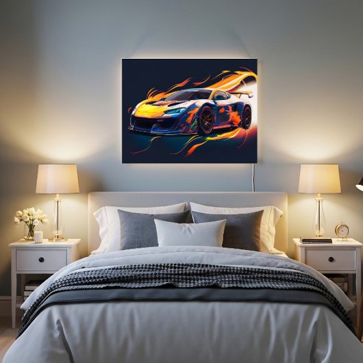 Trillende Supercar Racing Digitale Vlammen Poster