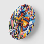 Trillende Symfonie: Abstracte Violist Kunst Ronde Klok (Hoek)
