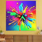 Trillende verf explosie ontwerp canvas afdruk (Insitu (Woonkamer))