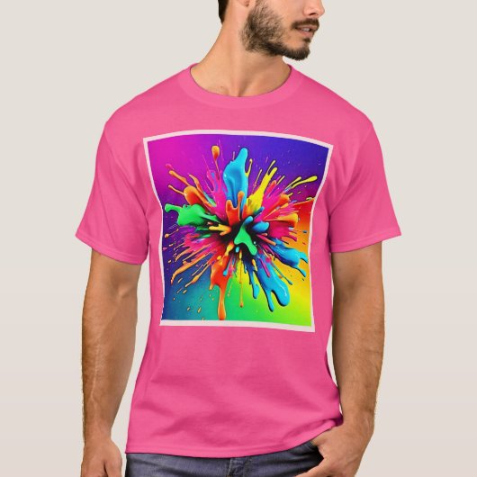 Trillende verf explosie ontwerp t-shirt (Voorkant)