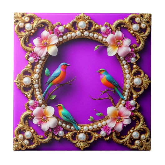 Trillende vogels neergestreken tegeltje (Voorkant)