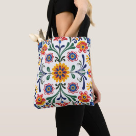 Trillende Volkskunst Bloemmotief Boodschappentas | Tote Bag