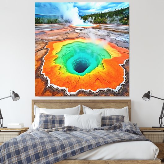 Trillende Warmwaterbron: Kunstwerk van de Aarde Canvas Afdruk (Insitu (Slaapkamer))