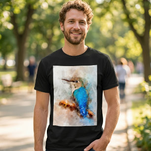 Trillende waterverf kolibrie Vogel op een tak T-shirt