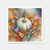 Trillende Witte Herfstpompoen Servet (Voorkant)