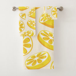 Trillende Zomer Citroen Schijfjes Citrus Patroon  Bad Handdoek