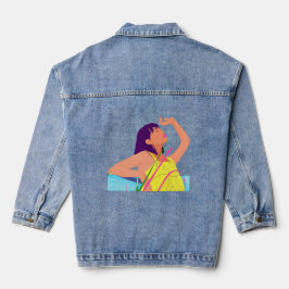 Trillende Zomer Meisje Spijkerjas – Kleur Pop Art Denim Jacket