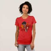 Trillende Zwarte Ram Diva met Dynamische Energie T-shirt (Voorkant volledig)