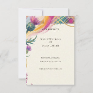 Trilling Tartan Distel Save The Date Kaart