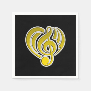 Trillingen Muzikale Liefde Gele Hart Muzieknoot DJ Servet