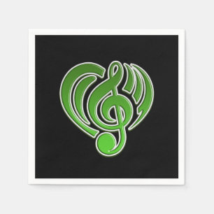 Trillingen Muzikale Liefde Groen Hart Muzieknoot D Servet