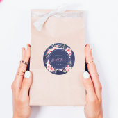 Trillingsroze & Paarse Bloemige Neon Bruidsfeest Ronde Sticker