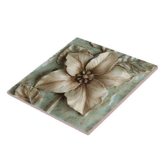 Trillium Botanical Floral Faux Relief Tegeltje (Zijkant)
