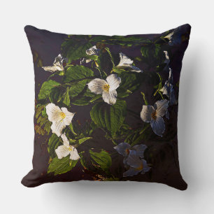 Trillium Flowers Graphic Gedempt Donkere kleuren Kussen