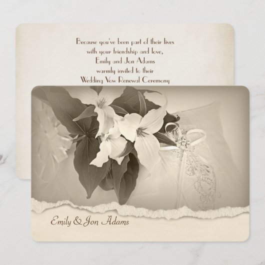 Trillium in sepia tone Wedding Vow Renewal Kaart (Voorkant / Achterkant)