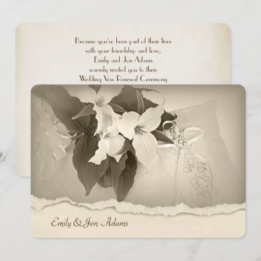 Trillium in sepia tone Wedding Vow Renewal Kaart (Voorkant / Achterkant)